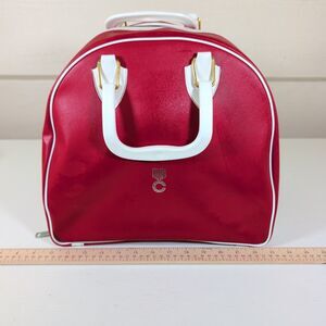 Vintage1960s AMF Red Vinyl Bowling BagSwift Metal ZipperWireRack Shoe Pocket MCM